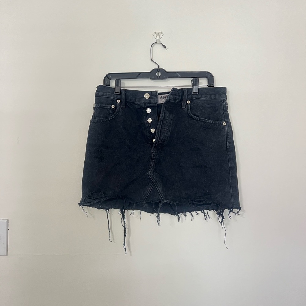 Agolde Black Denim Mini Skirt